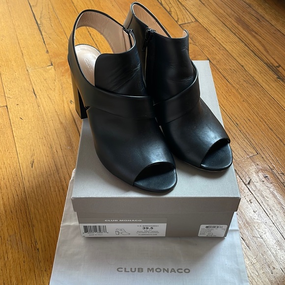 Club Monaco, booties, open toe, heeled sandals, black, size 39.5 - Picture 4 of 10